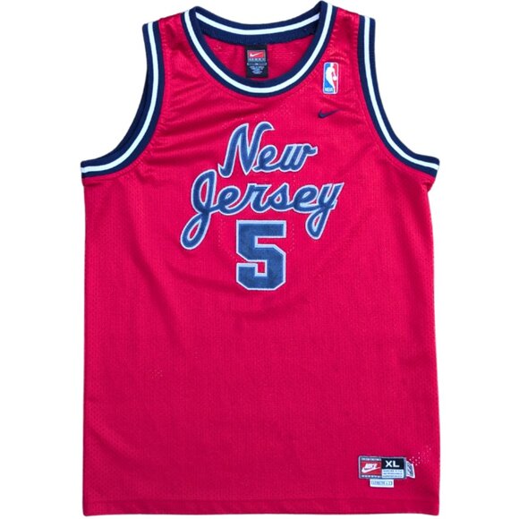 Y2K New Jersey Nets Jason Kidd #5 Red Nike Size XL Kids - Picture 1 of 4